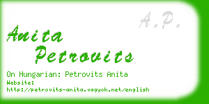 anita petrovits business card